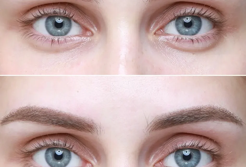 Pudrové obočí Praha před a po